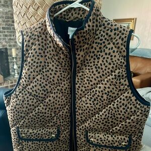 J Crew Leopard Print Quilted Vest